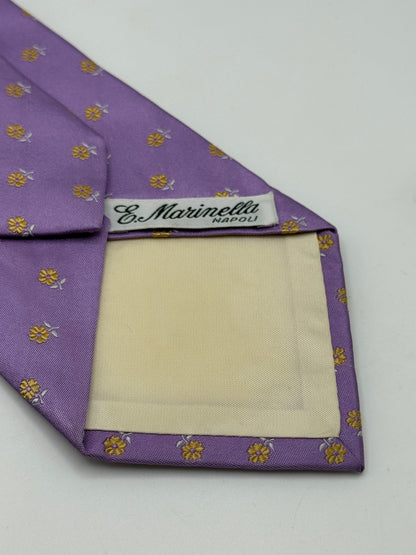 Light purple twill silk tie Whit small flower pattern