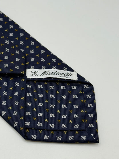 Dark blue silk tie whit small leaf