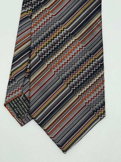 Jacquard silk tie whit stripes