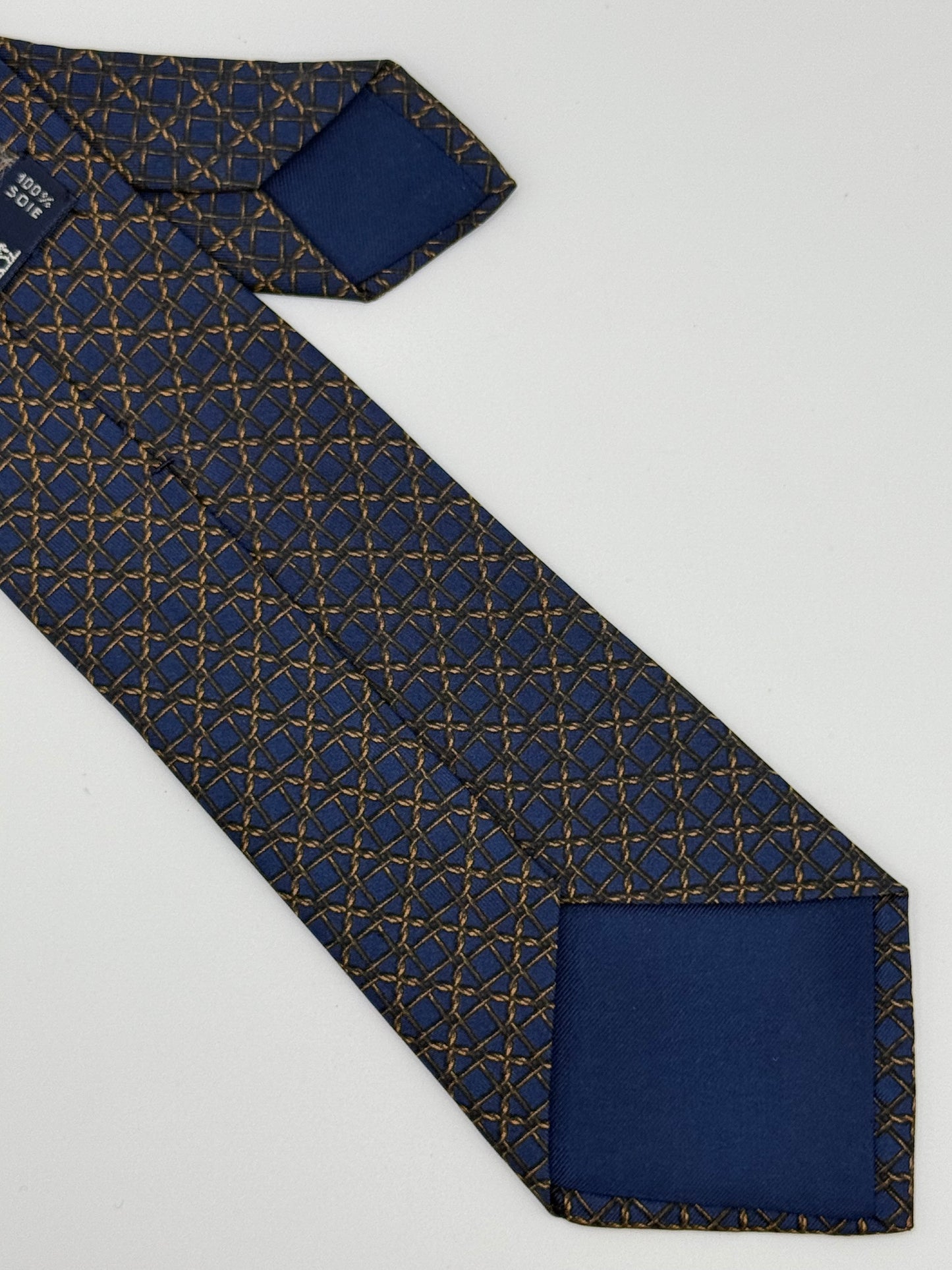 Dark blue chain silk tie
