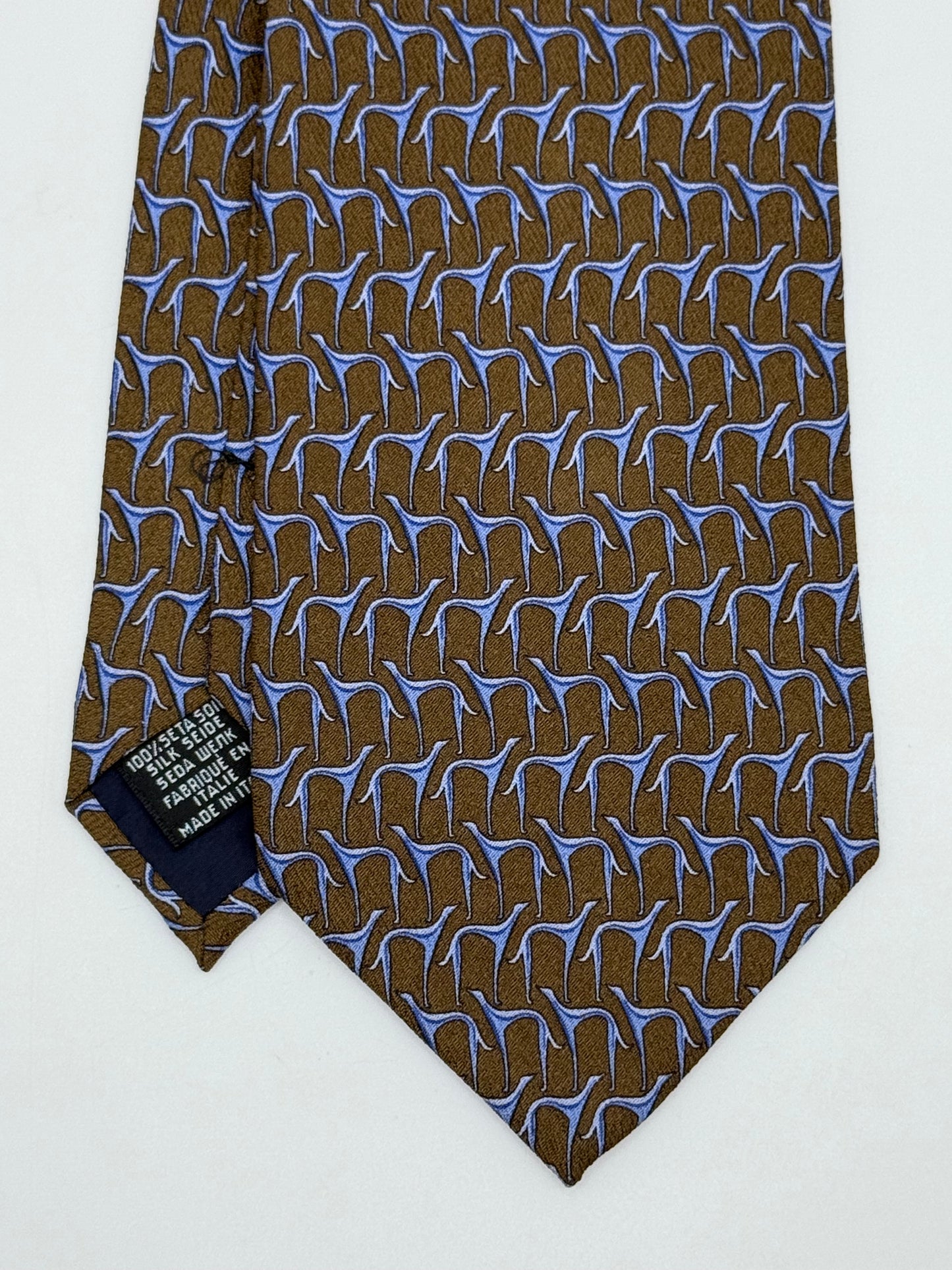 Brown twill silk tie