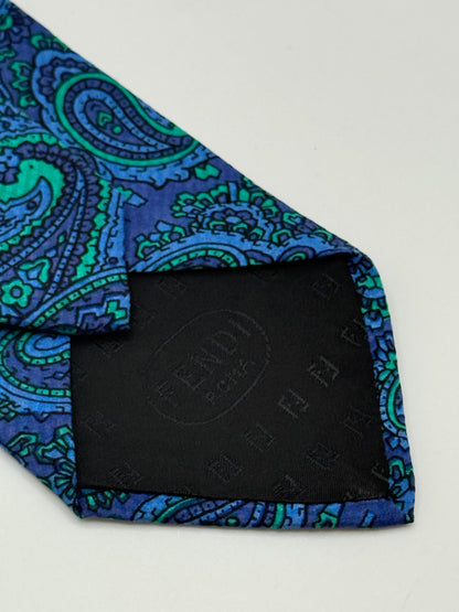 Blue silk tie whit cashmere pattern