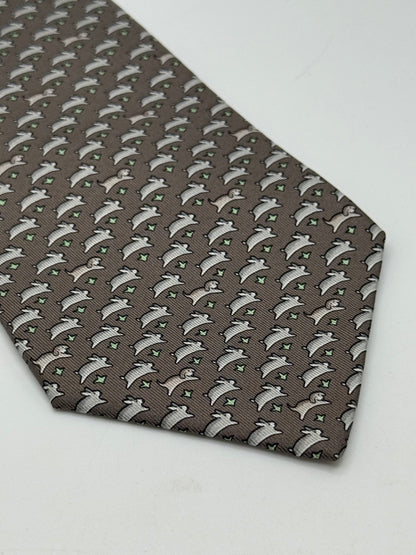 Grey twill silk tie