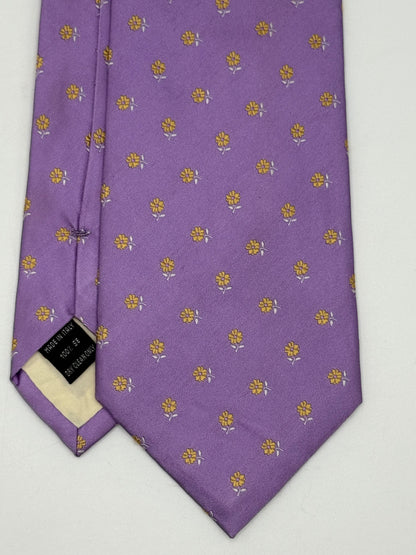 Light purple twill silk tie Whit small flower pattern