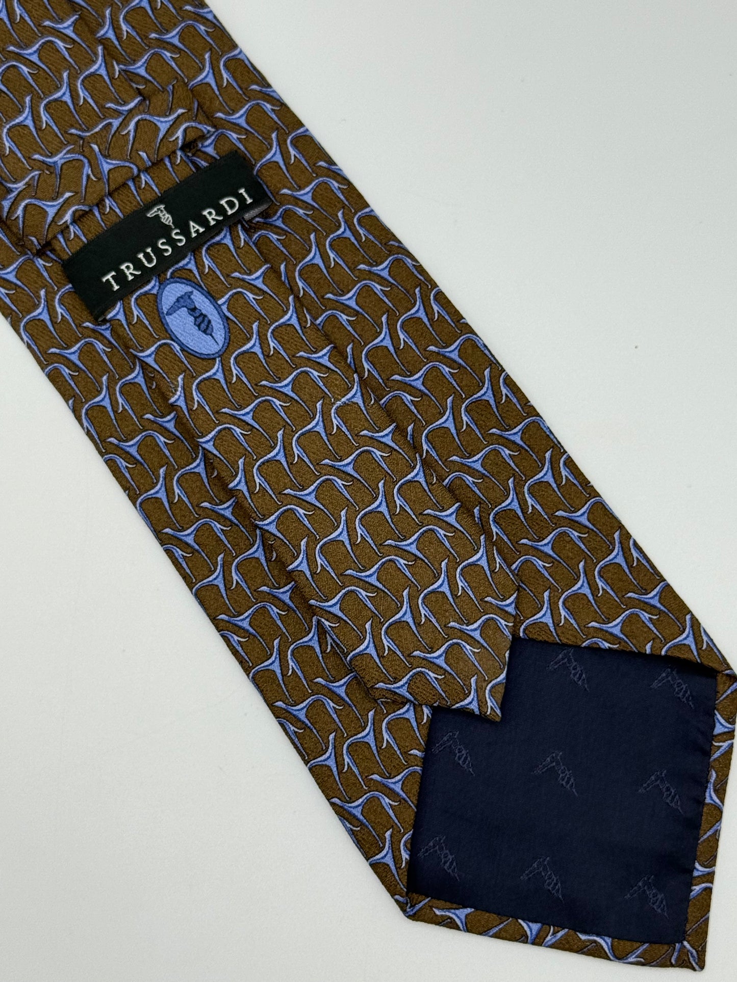 Brown twill silk tie