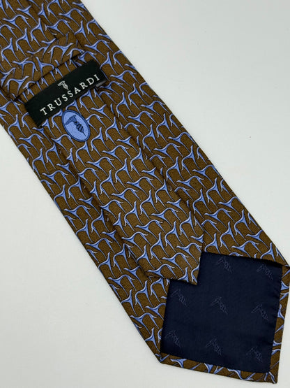 Brown twill silk tie