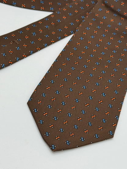 Brown twill silk tie