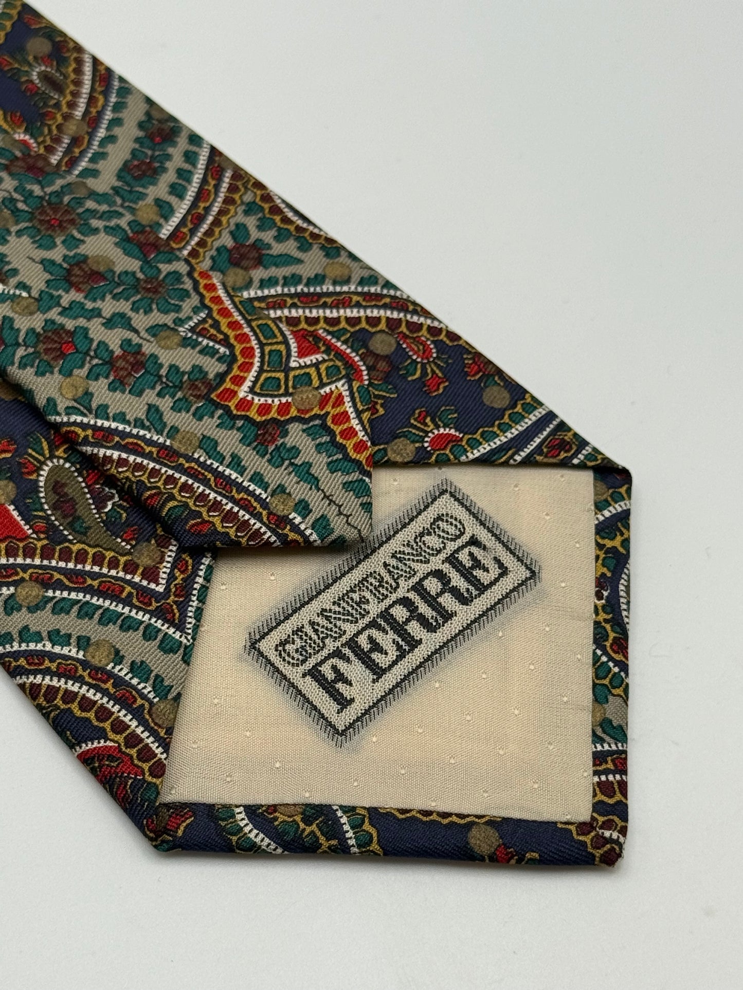 Dark blue silk tie whit cashmere pattern