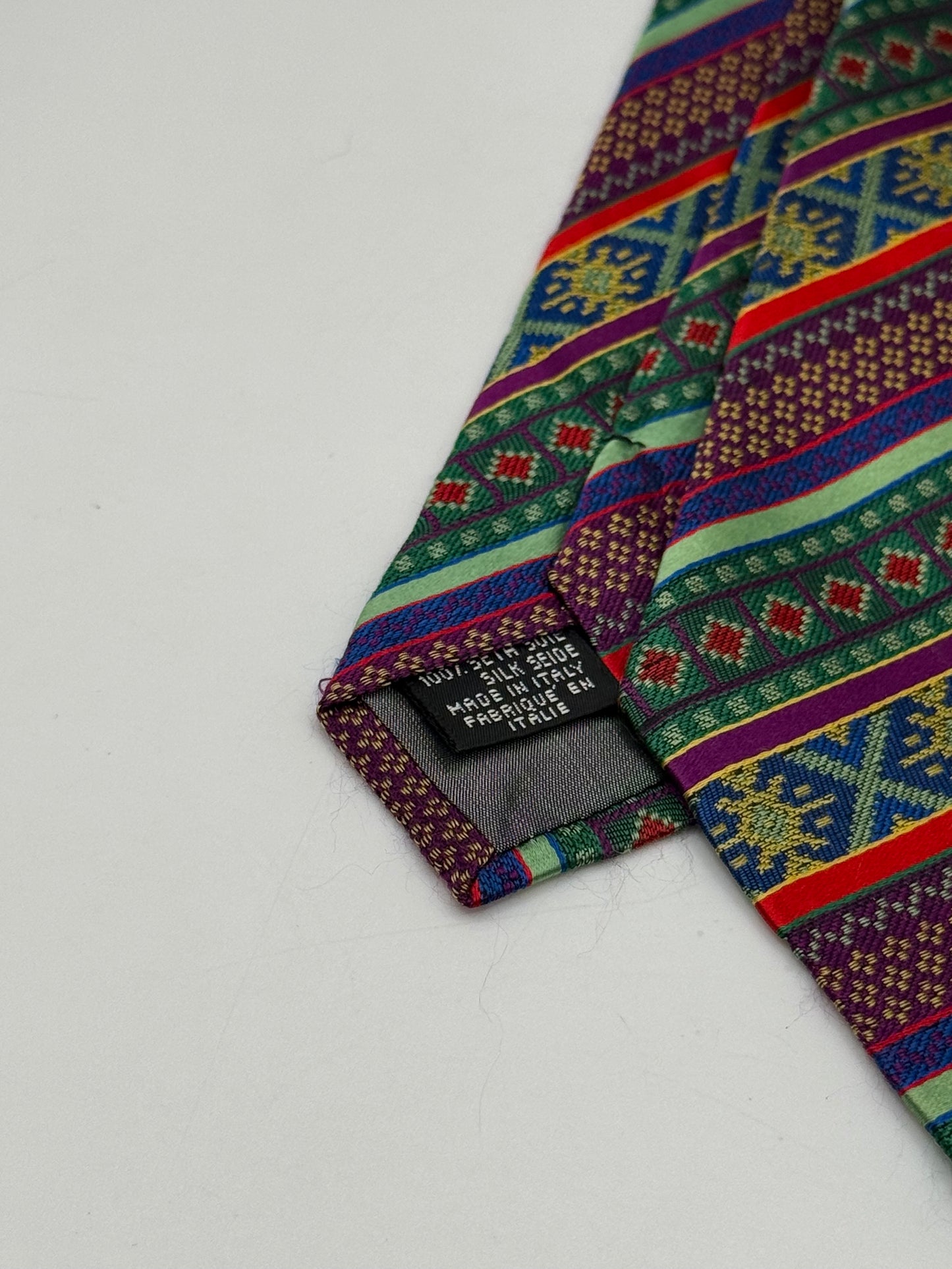 Multicolor jacquard silk tie