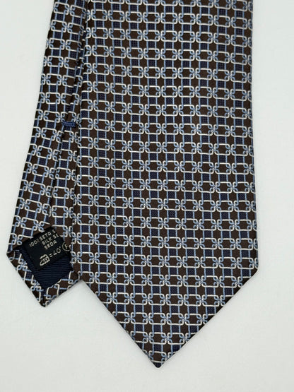 Brown jacquard silk tie