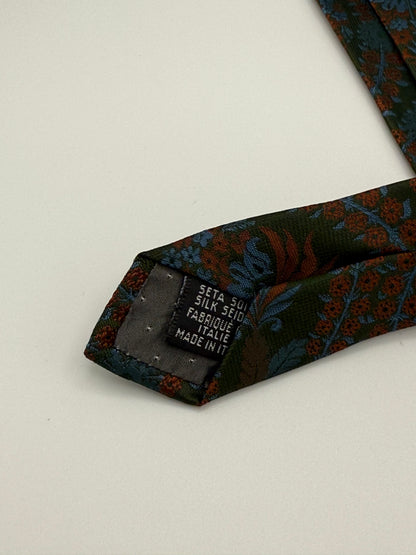 Dark green jacquard silk tie