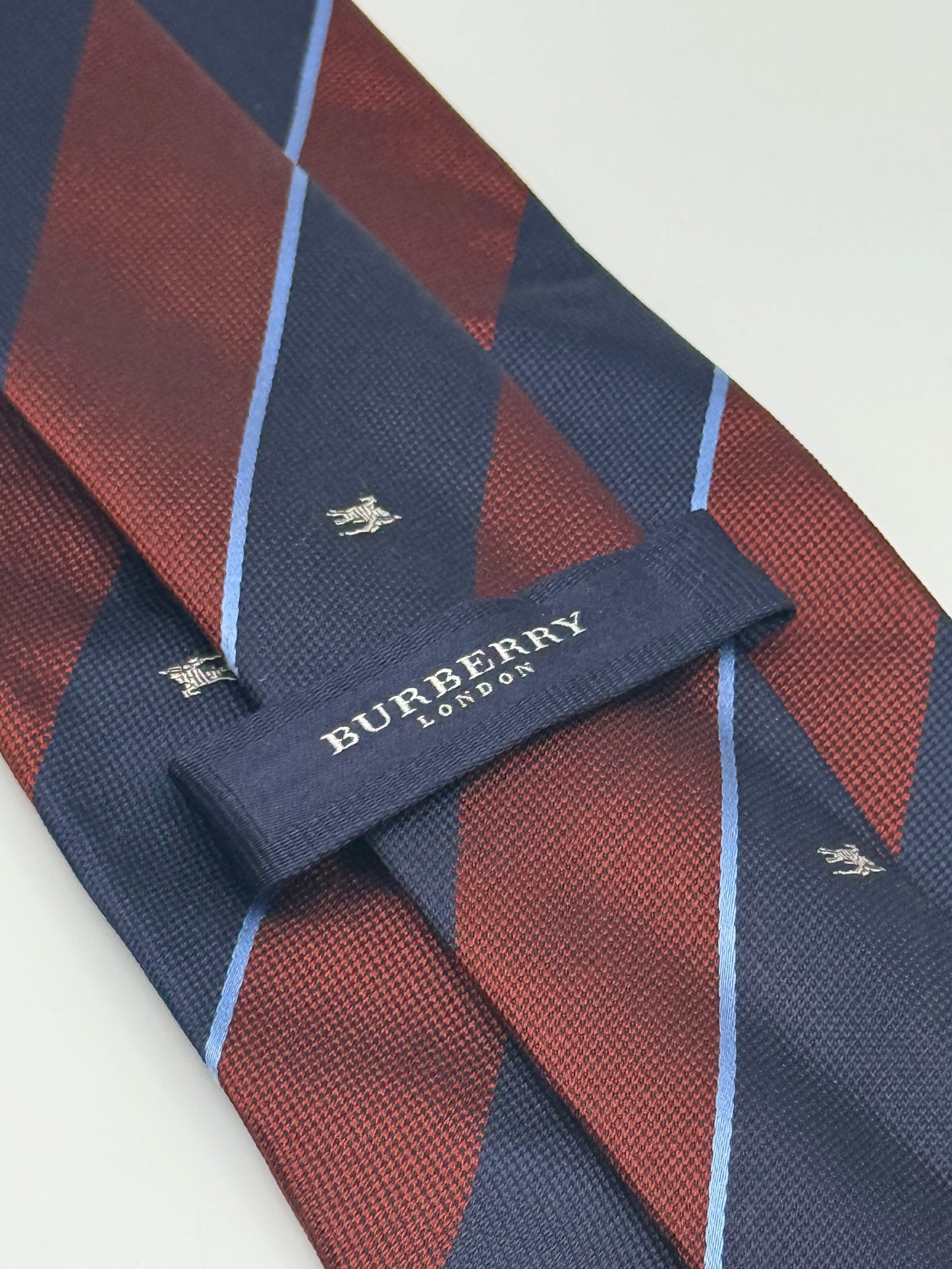 Dark blue and burgundy regimental silk tie