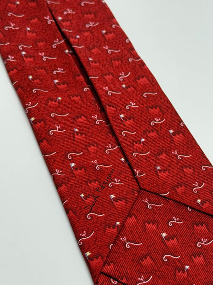 Burgundy twill silk designed tie