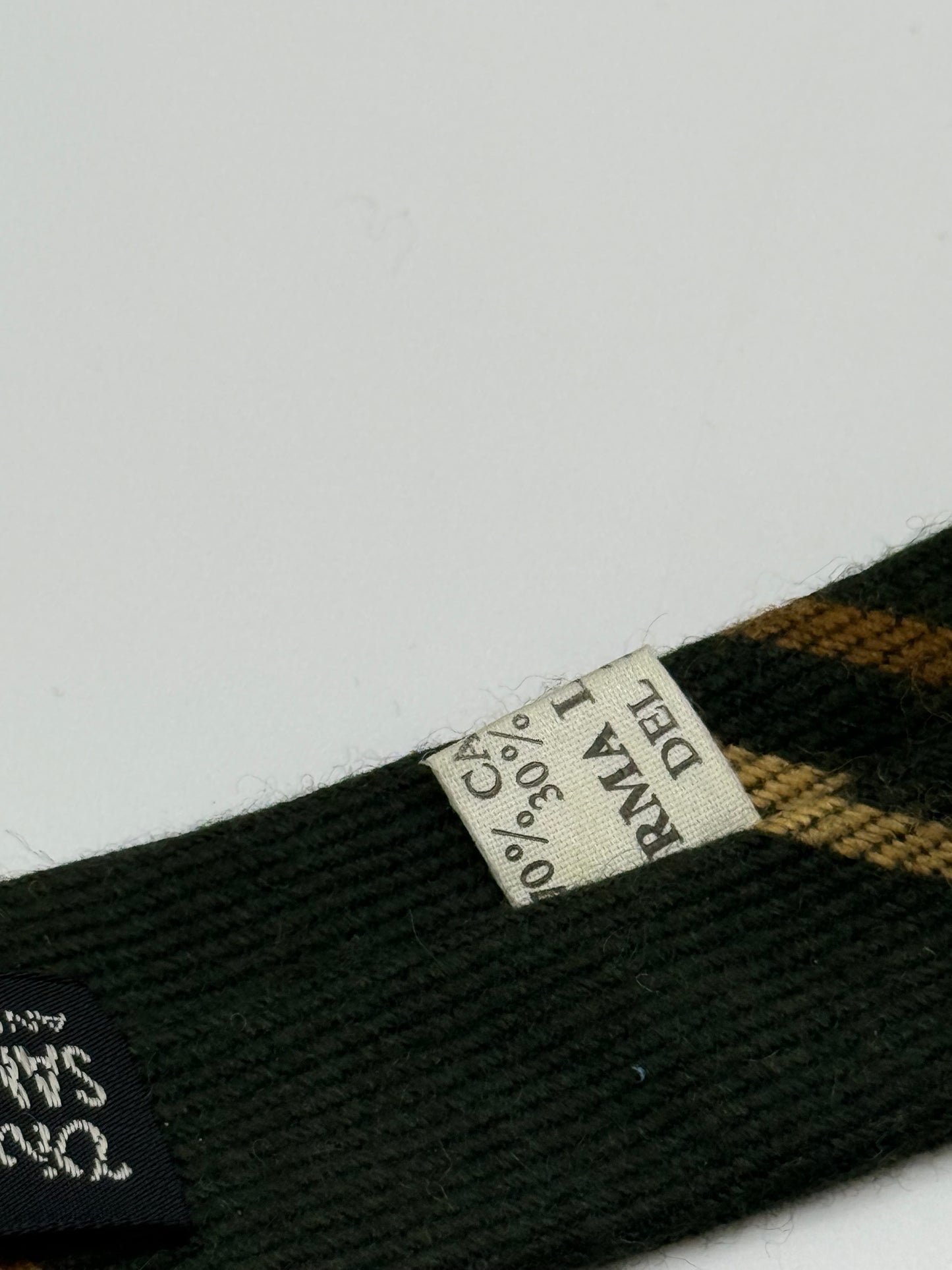 Dark green regimental cashmere and silk tie