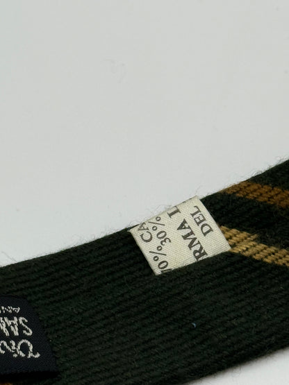 Dark green regimental cashmere and silk tie