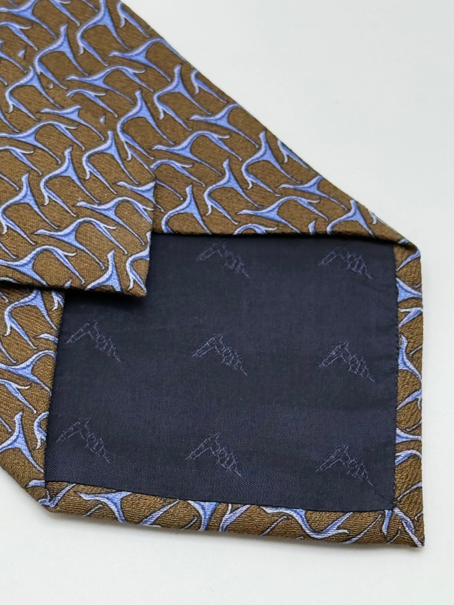 Brown twill silk tie