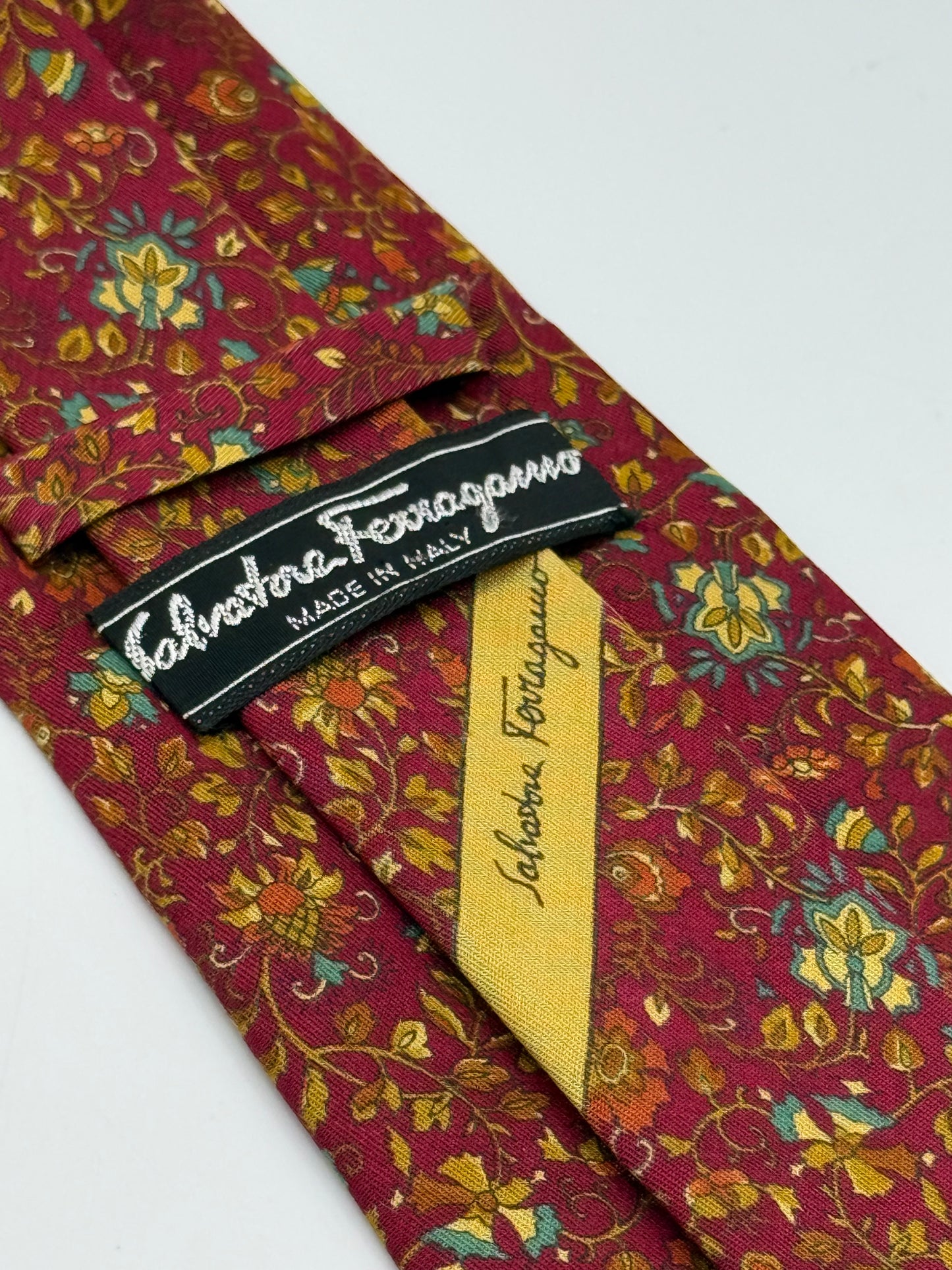 Burgundy silkt whit flower pattern
