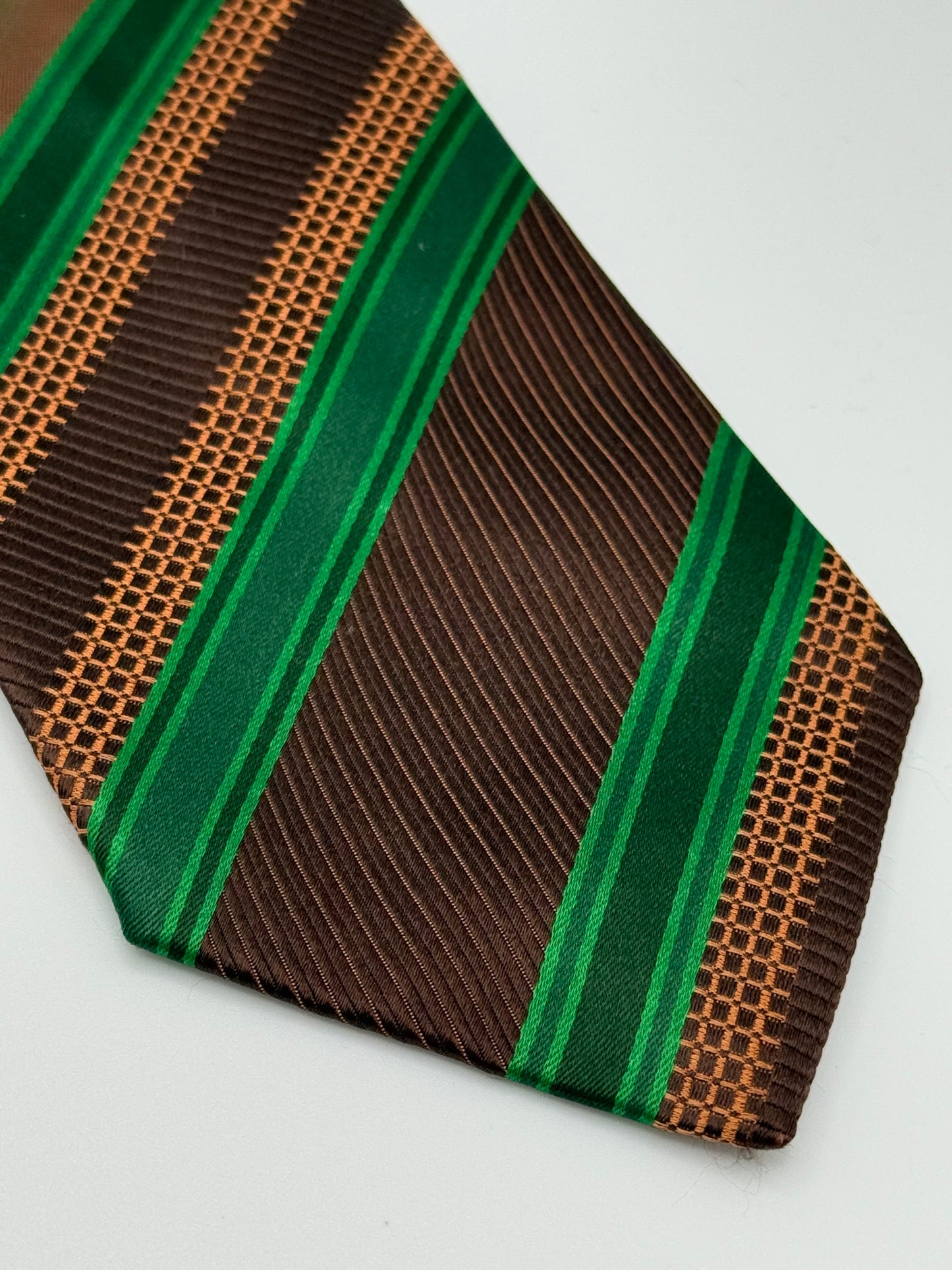 Brown and green regimental silk tie