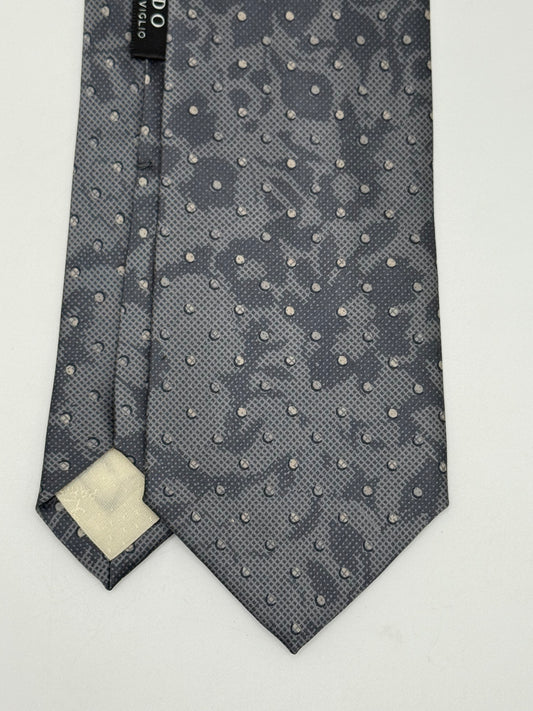 Grey polka-dot satin silk tie