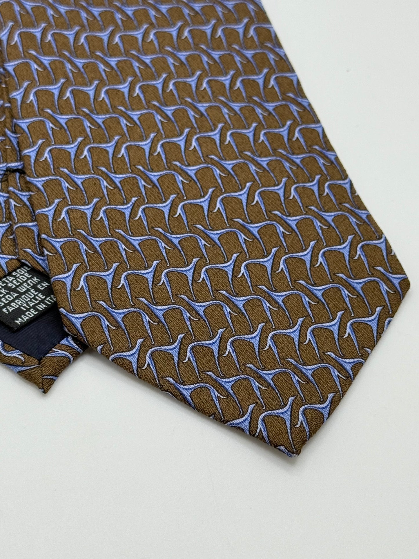 Brown twill silk tie