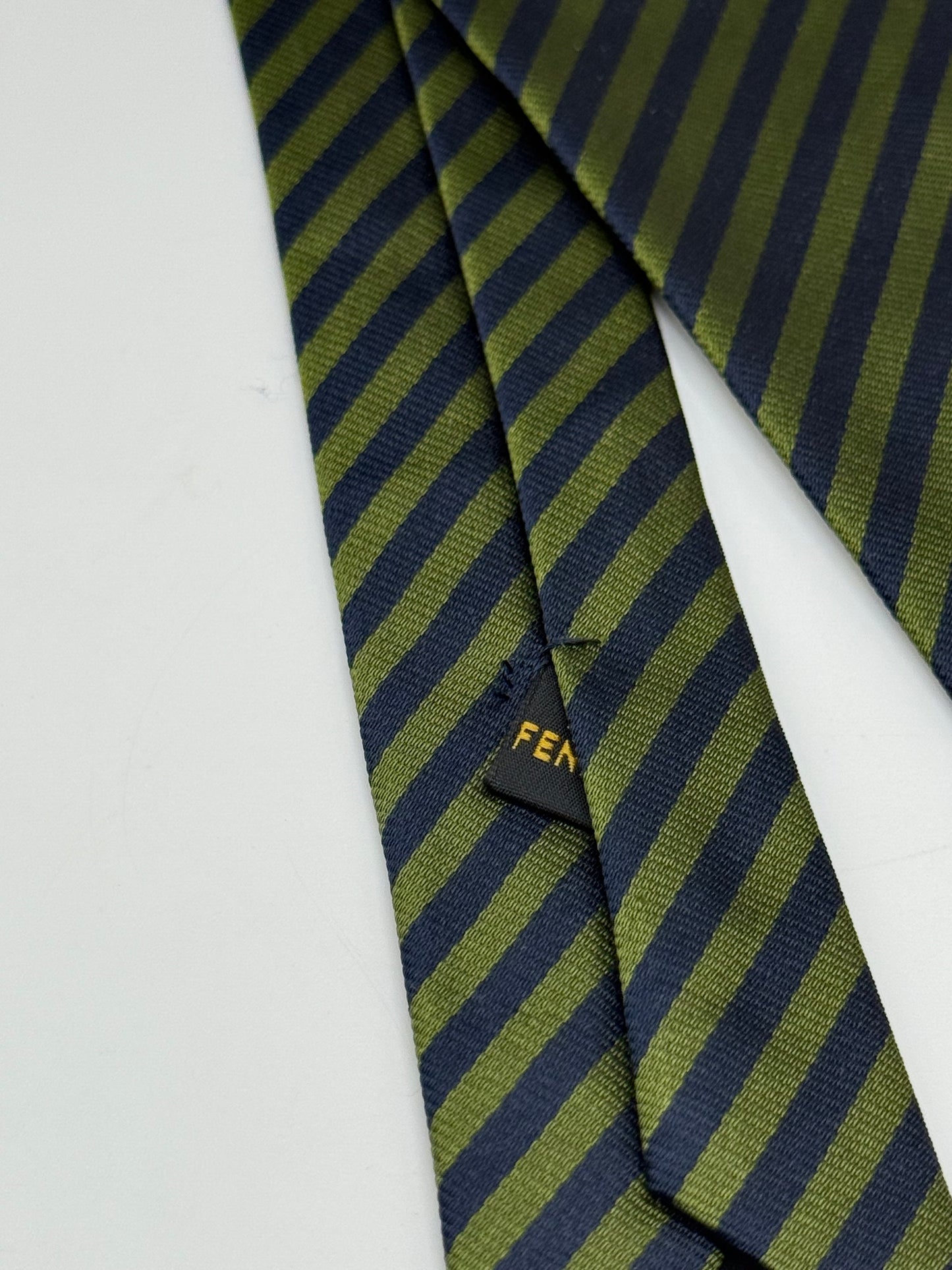 Dark green and blue stripes silk tie