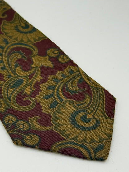 Burgundy twill cashmere and silk tie