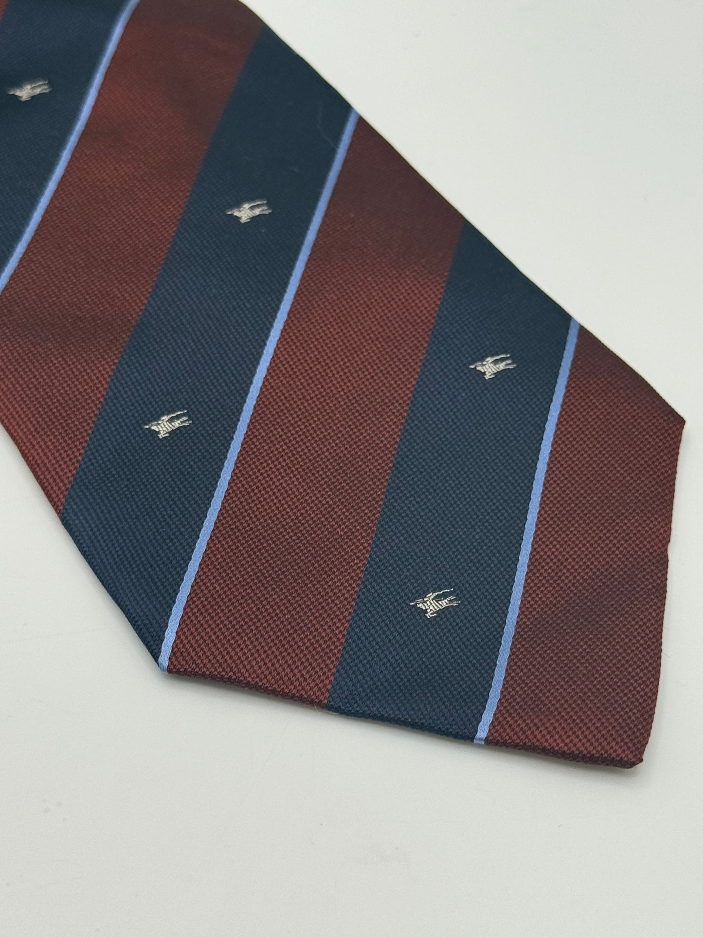 Dark blue and burgundy regimental silk tie