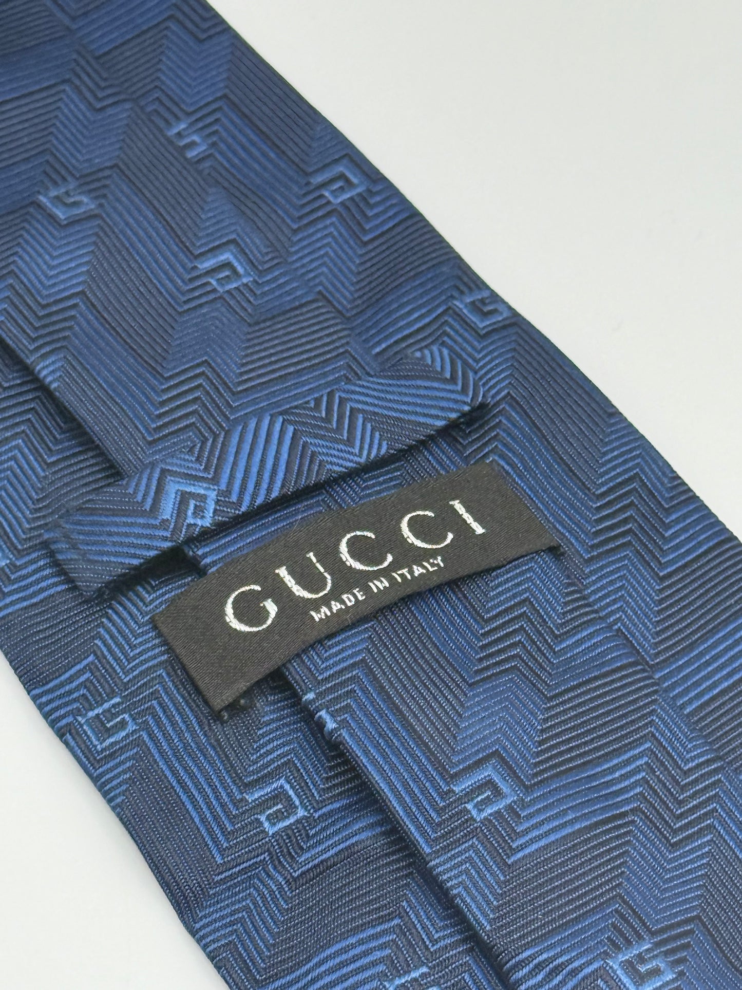 Dark blue jacquard silk tie