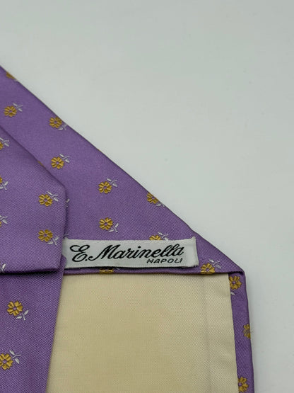Light purple twill silk tie Whit small flower pattern
