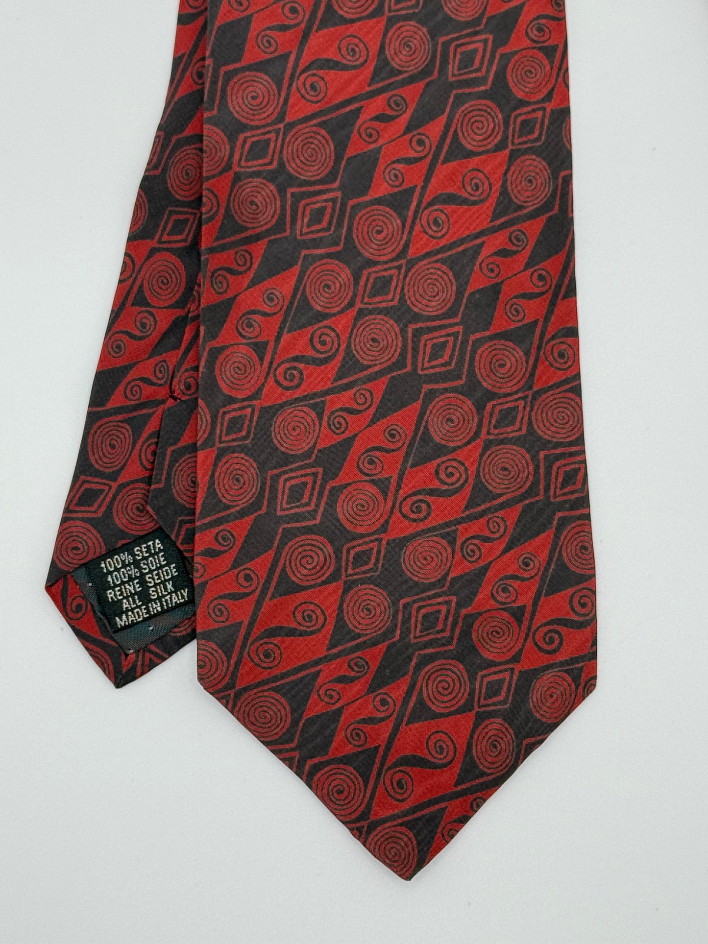 Burgundy geometric silk tie