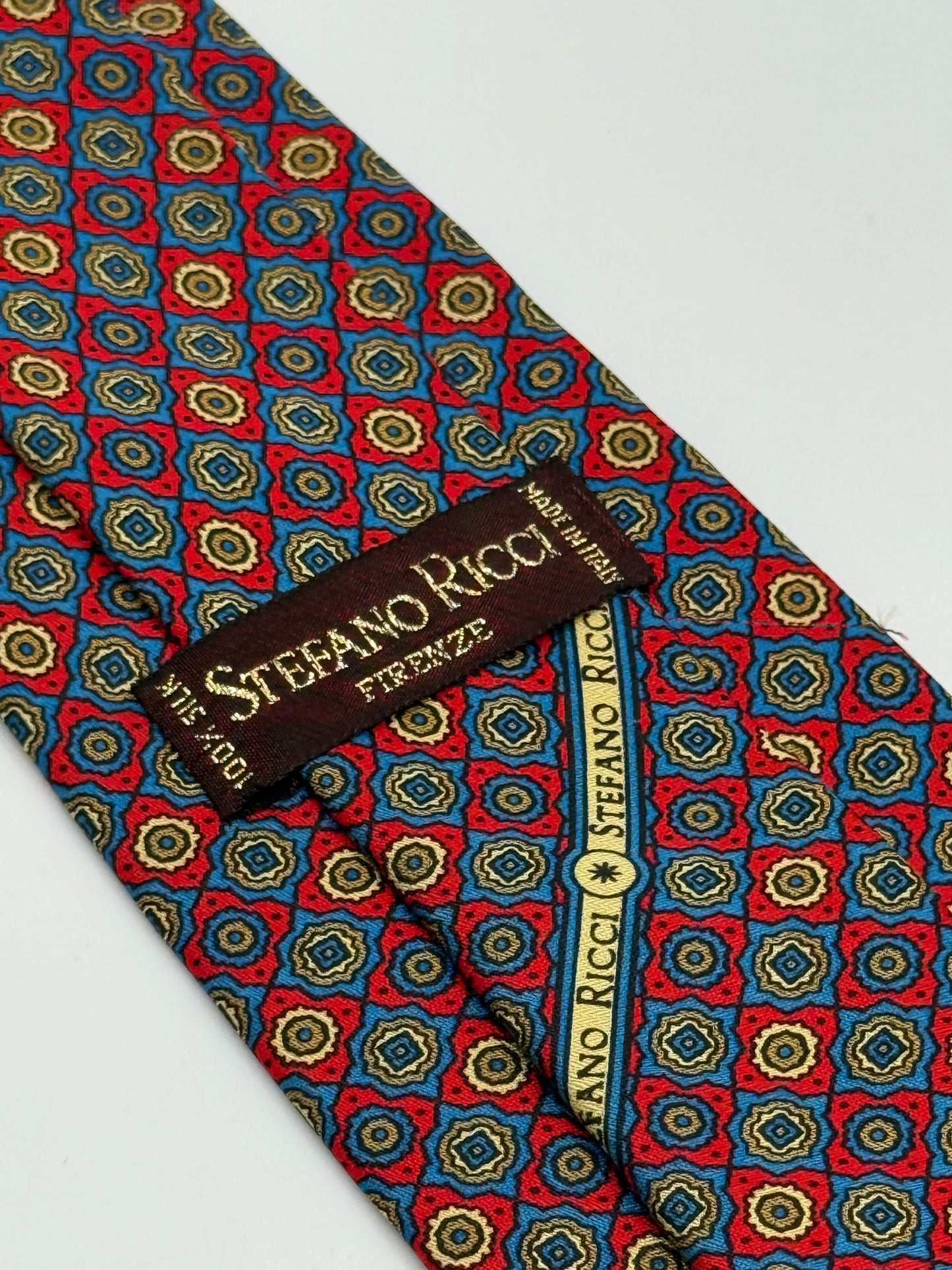 Burgundy geometric pattern silk tie