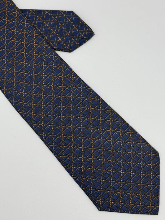 Dark blue chain silk tie