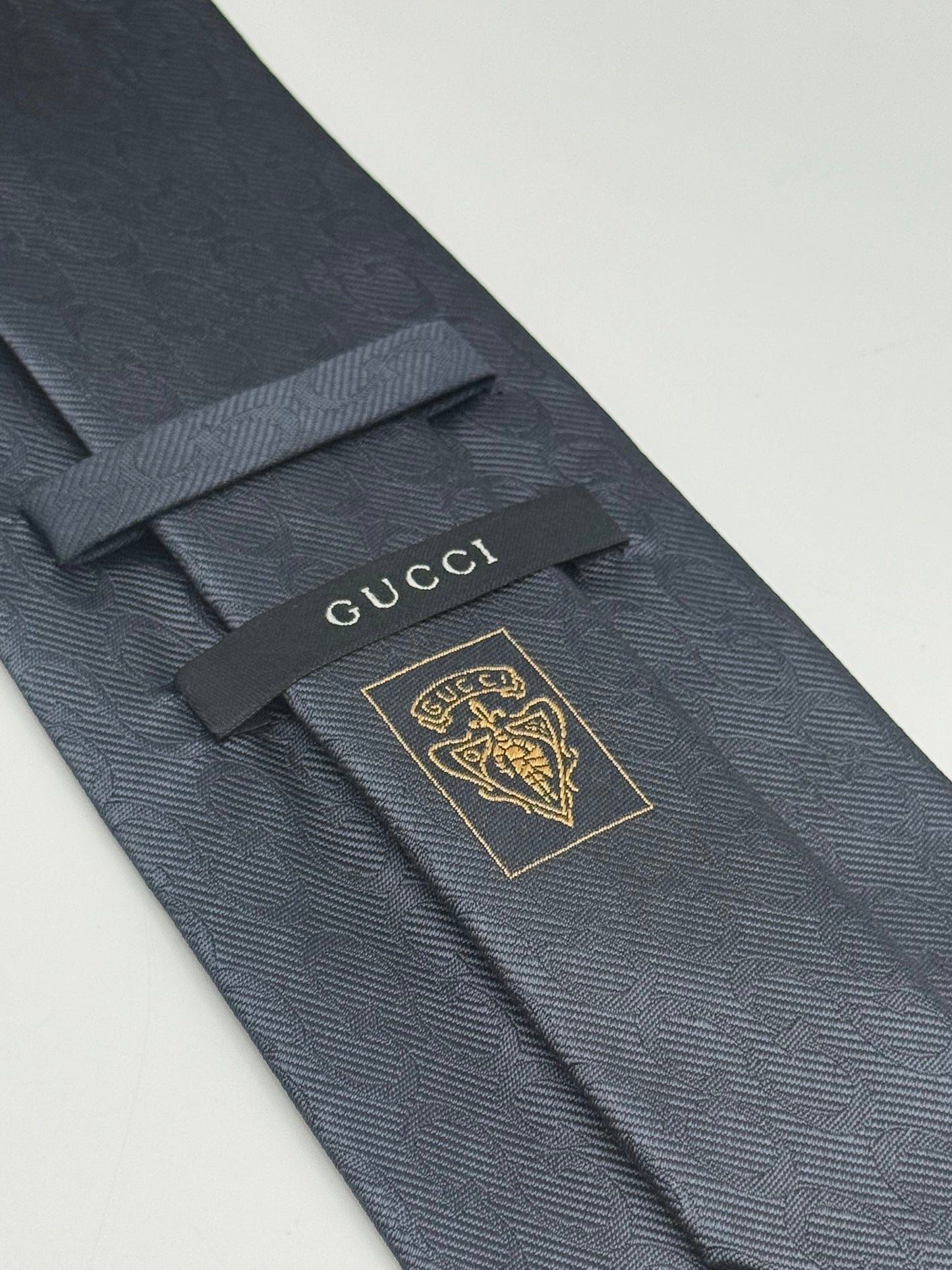 Dark grey jacquard GG silk tie