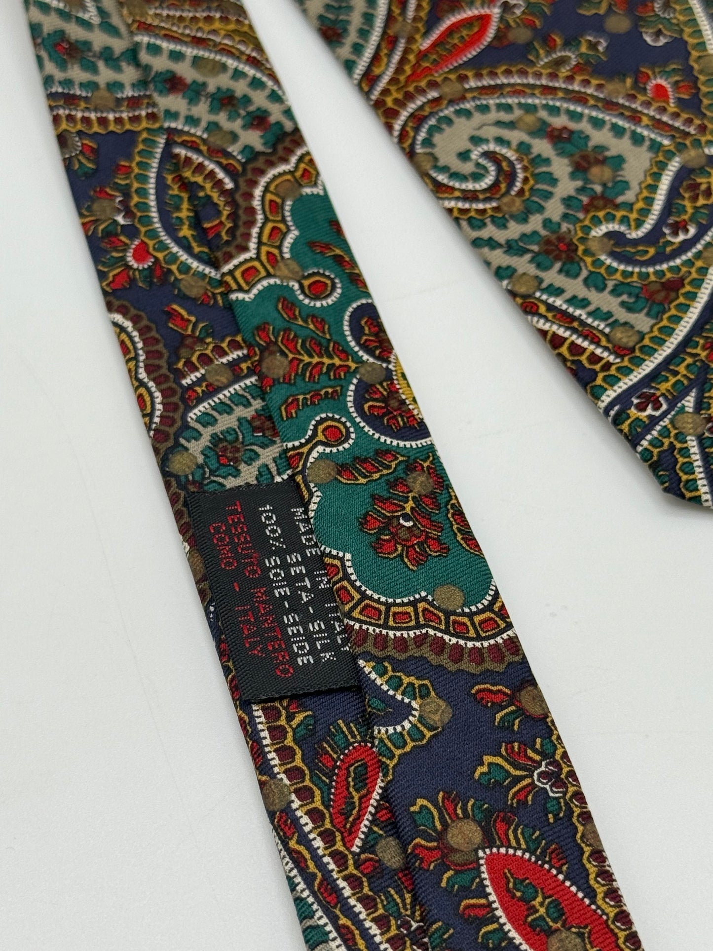 Dark blue silk tie whit cashmere pattern