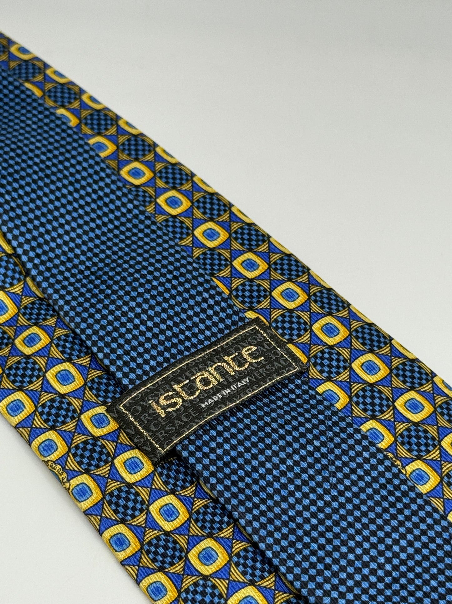 Blue and gold vintage twill silk tie