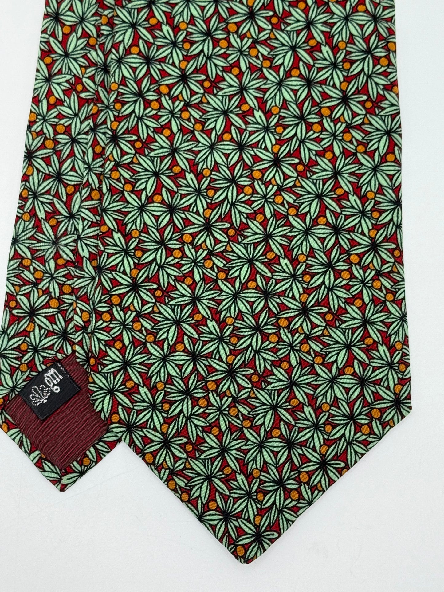 Burgundy satin silk tie shit flower pattern