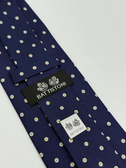 Dark blue small flower silk tie