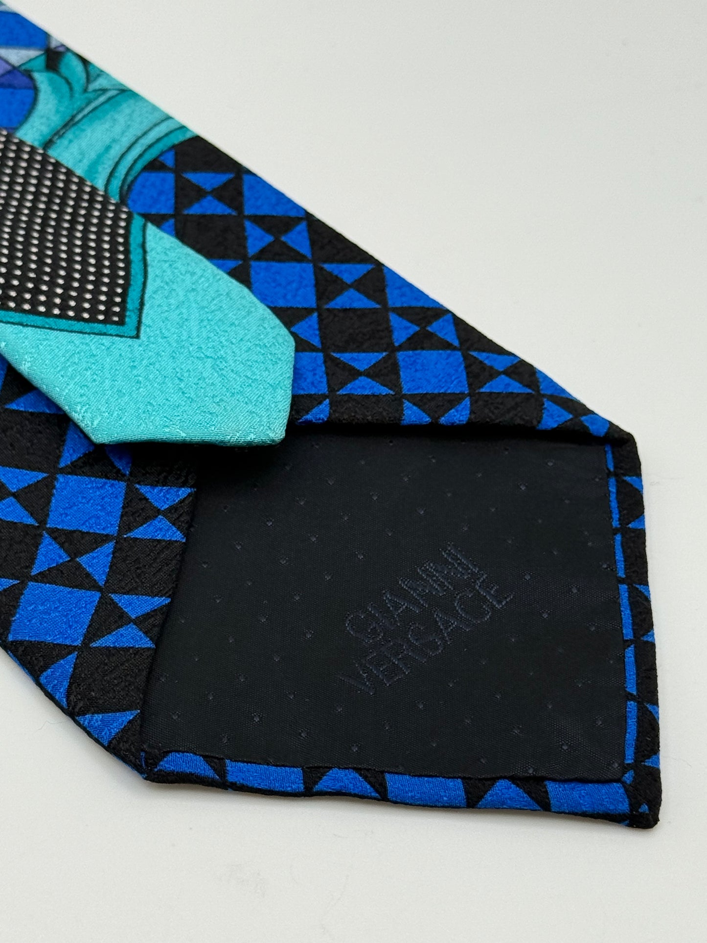 Blue and black satin silk tie