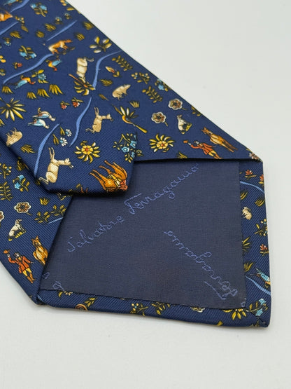 Dark blue twill silk tie