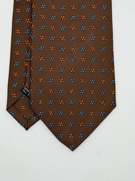 Brown twill silk tie
