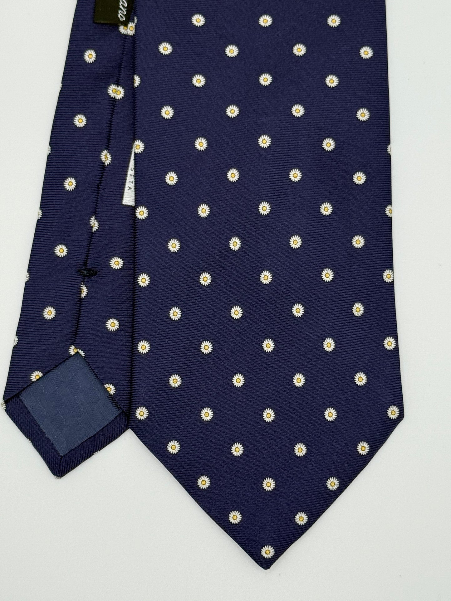 Dark blue small flower silk tie