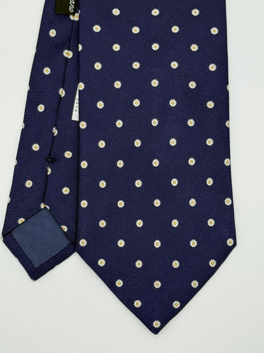 Dark blue small flower silk tie