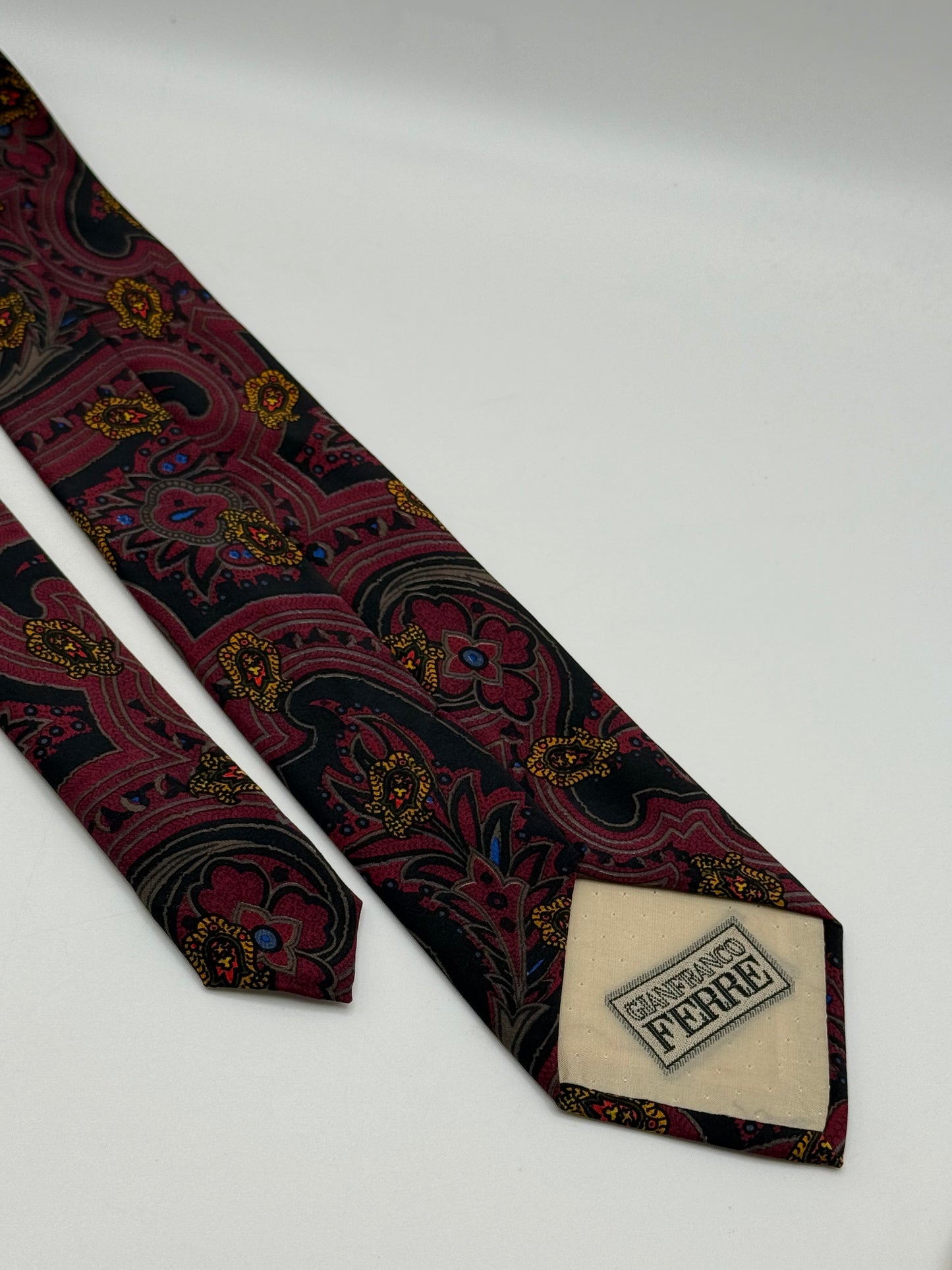 Black satin sili tie cashmere pattern