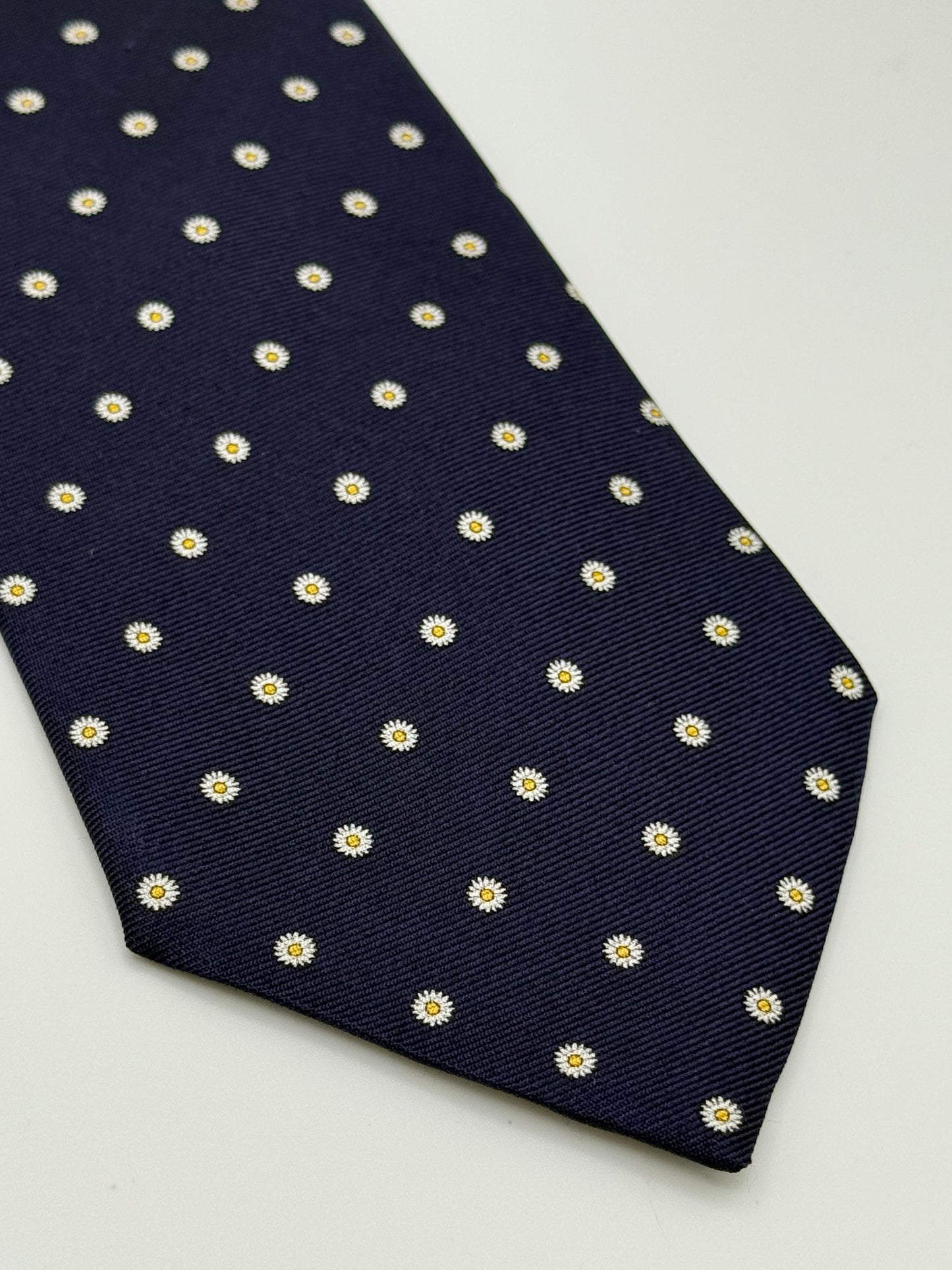 Dark blue small flower silk tie