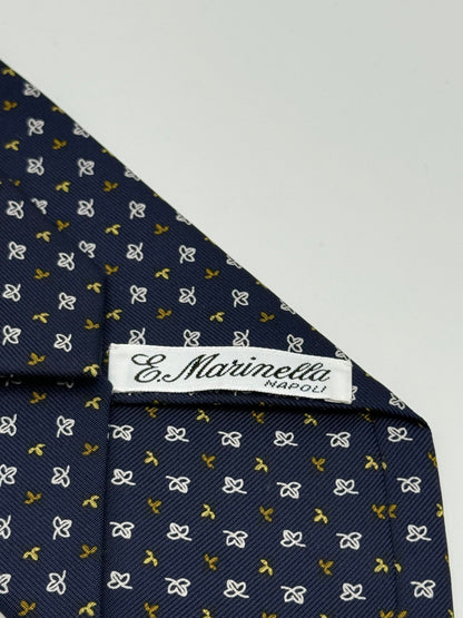 Dark blue silk tie whit small leaf