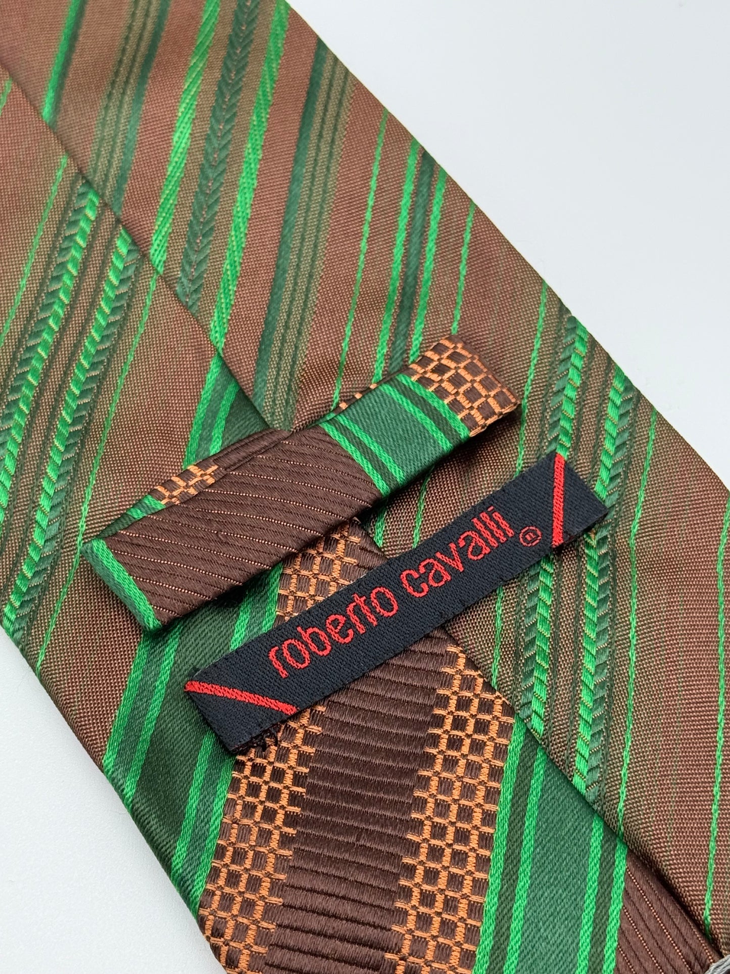 Brown and green regimental silk tie