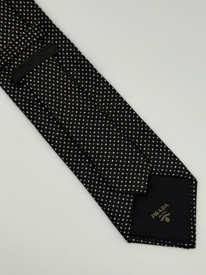 Black polka-dot silk tie