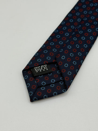 Dark blue silk micro flower tie