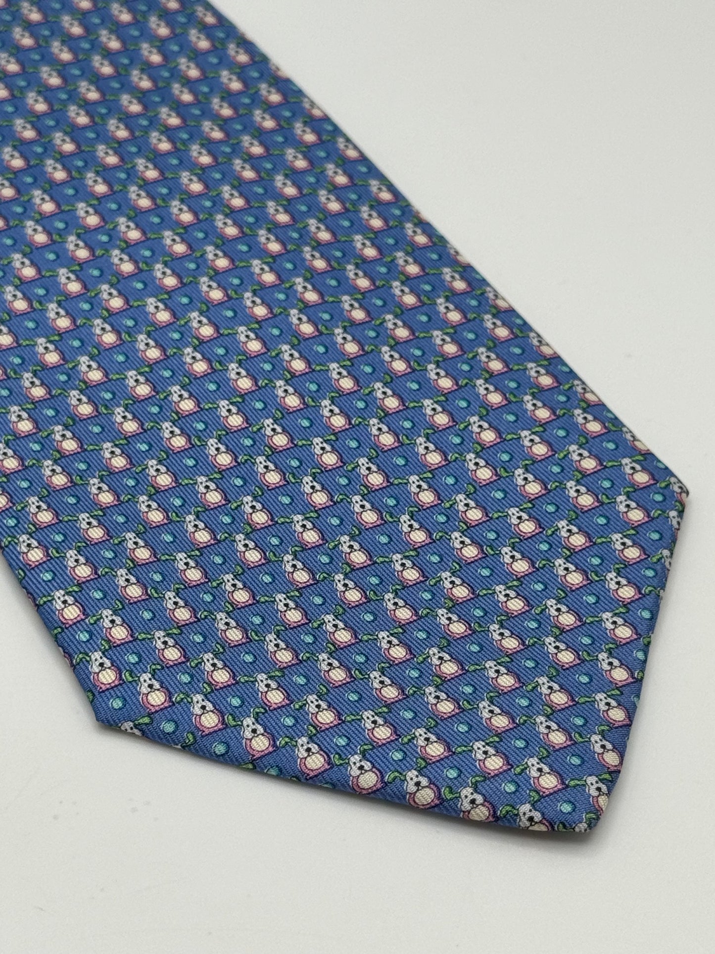 Blue twill silk tie whit micro pattern