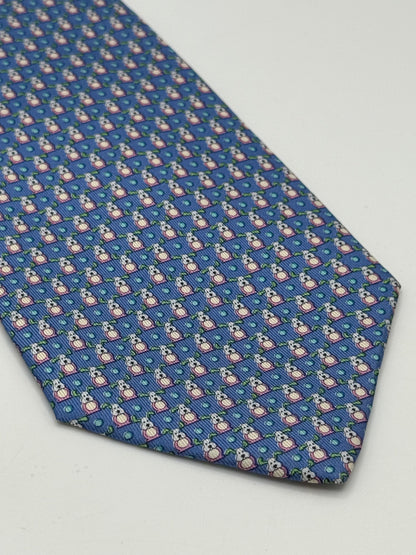 Blue twill silk tie whit micro pattern